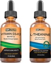 SBR Nutrition D3 + K2 i L- Theanine Bundle Witamina D3K2 (MK7) Krople płynne, Peppermint, 1oz Between 124; L theanine 225mg Płynne Krople, 2oz Between 124; dla dorosłych i dzieci Between 124; Non-GMO, Gluten Free