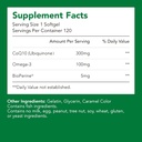 Suplementy, Ubichinon CoQ10 (Koenzym Q10) 300 mg, BioPerine (5 mg) 124; Wspiera zdrowie serca, Energia i Wchłanianie (1 Butel- 120 Softgels- 2mo Supply) 124; Wysoka EPA i DHA 124; Nie-GMO, Gluten- Free