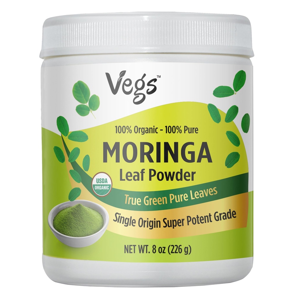 Moringa Powder, The Real Green Freeze suszone liście Moringa Organic, bogate przeciwutleniacze, Amino Kwasy i Nutrigents Dense - Native Single Origin, Premium Żniwa Moringa Oleifera Leaf Powder, 8 oz