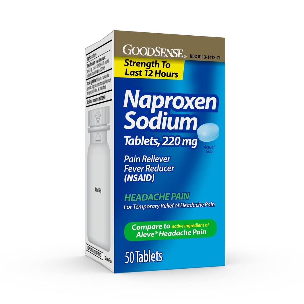 GoodSense Naproxen Sodu tabletki 220 Mg, Ból głowy, Niebieski, 50 Hrabia