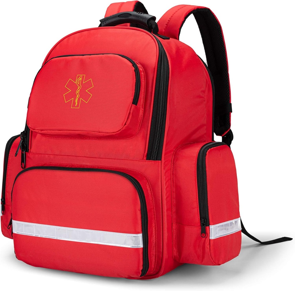 Trunab Pierwszy Responder Bag Back Back Pack Puste, Medical Emergency Zestawy przechowywania torba skok dla EMT, EMS, Policja, Strażacy, Oficerowie bezpieczeństwa - Opatentowany Design Red