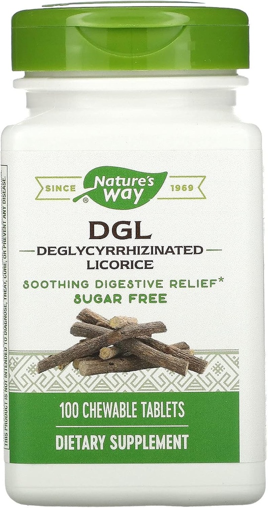 Nature 's Way, DGL (Bez fruktozy), 100 tabletek do żucia