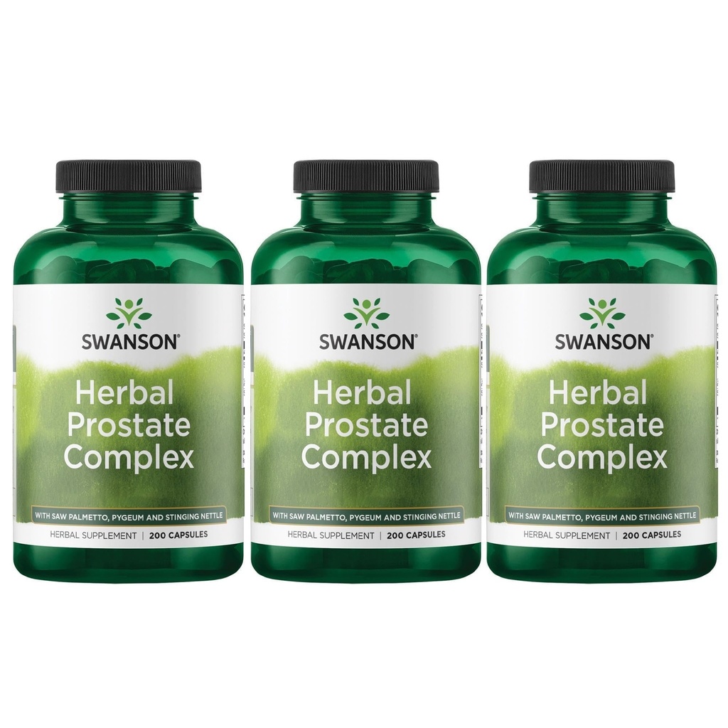 Swanson Herbal Prostate Complex - Men 's Supplement - Functions Pygeum, Saw Palmetto & Stinging Nettle - (200 kapsułek) (3 opakowania)