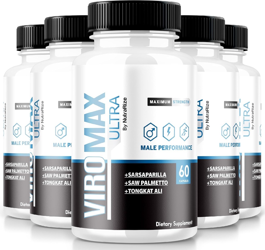 NutraRize (Opakowanie 5 ViroMax Ultra Pills, Formuła maksymalnej mocy, aby zwiększyć energię i wydajność, All- Kapsułki naturalne dla siły mięśni, Opinie suplementów (300 Kapsułki)