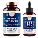 WINDSOR BOTANICALS Appetite Supressant for Weight Loss and Vegan B12 Liquid Bundle