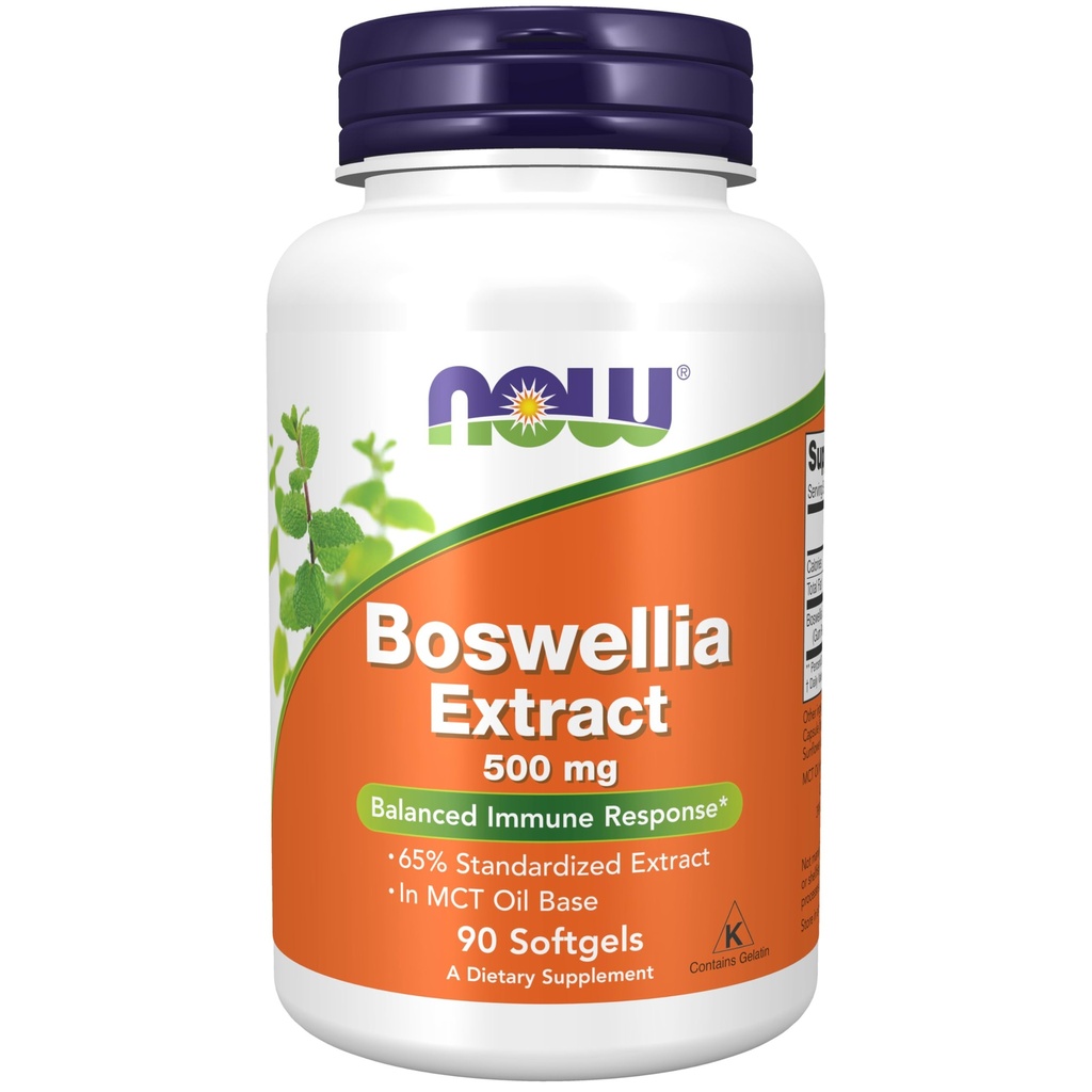 Teraz żywności Suplementy, Boswellia Ekstrakt 500 mg w bazie oleju MCT, Zbalansowana odpowiedź immunologiczna *, 90 Softgels