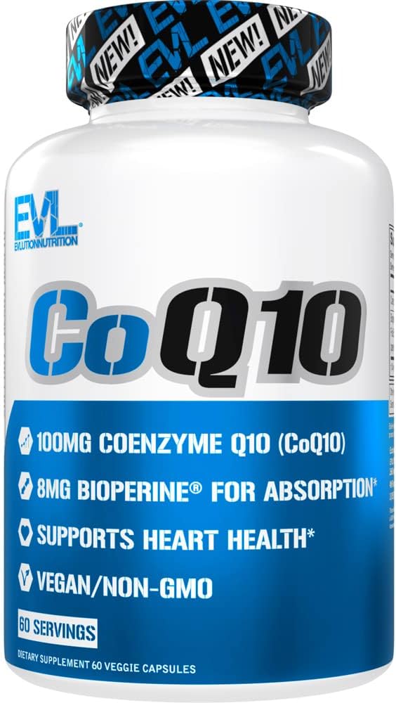 EVL High Absorption CoQ10 100mg - Advanced Antioksydant Coenzym Q10 Supplement for Health Brain Support Energy Production and Healthy Aging - CoQ10 with Bioperine Health Supplement