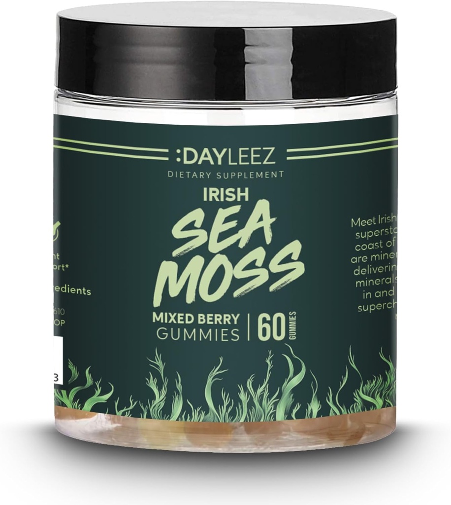 Irish Sea Moss Gummies - Natural Immune Support & Digestive Health - Wegan, Non-GMO, Gluten- Free - 60 Count - Premium Sea Moss Supplement for Energy & Wellness