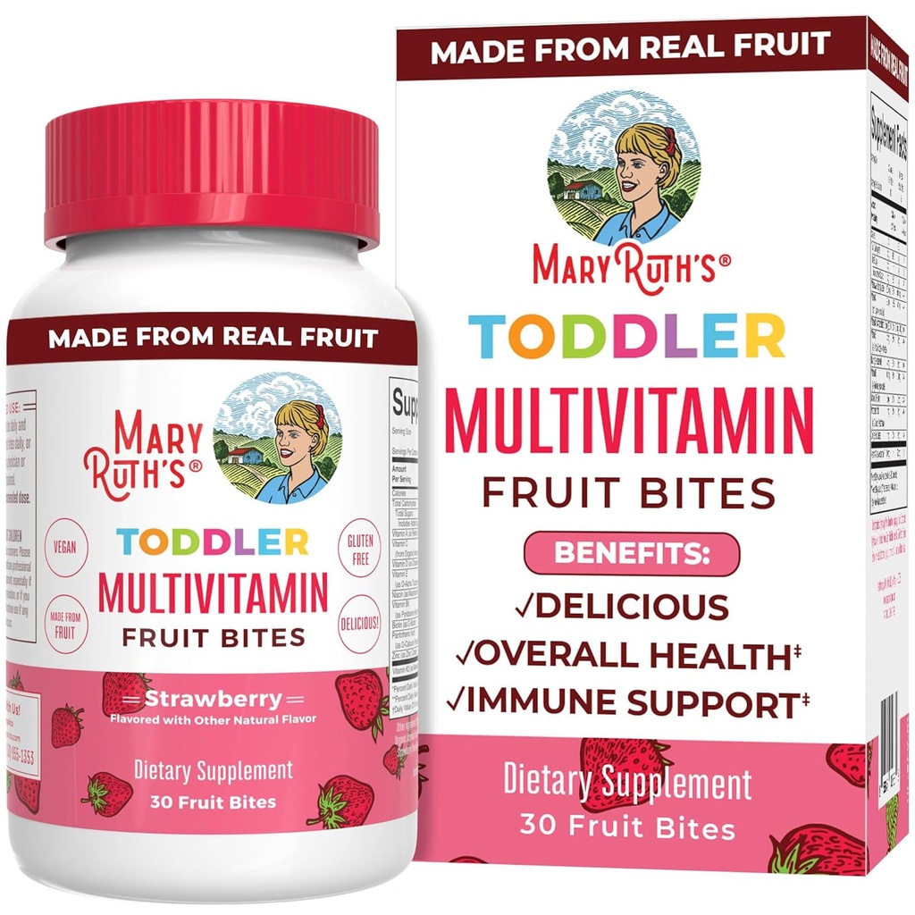 Dzieci Multivitamin Fruit Bites przez MaryRuth 124; Toddler Multivitamin Ages 1 & Up 124; Immune Supplement Supplement Agregates 124; Dzieci Witaminy 124; Witamina D Agregat 124; Witamina C Agregat 124; Wegan Agregat 124; 30 Służenia
