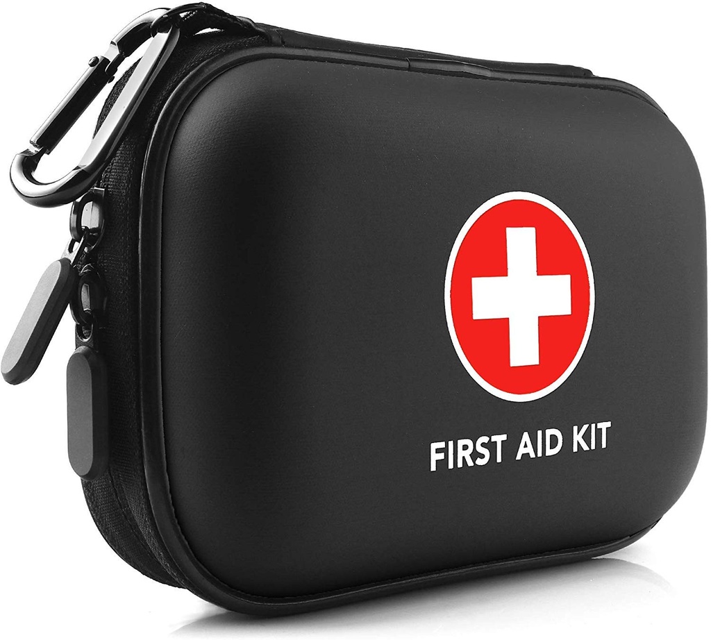Mini zestaw pierwszej pomocy, 100 Kawałki wodoodporny Hard Shell Small Case - Perfect for Travel, Outdoor, Home, Office, Camping, Turystyka, Samochód (czarny)