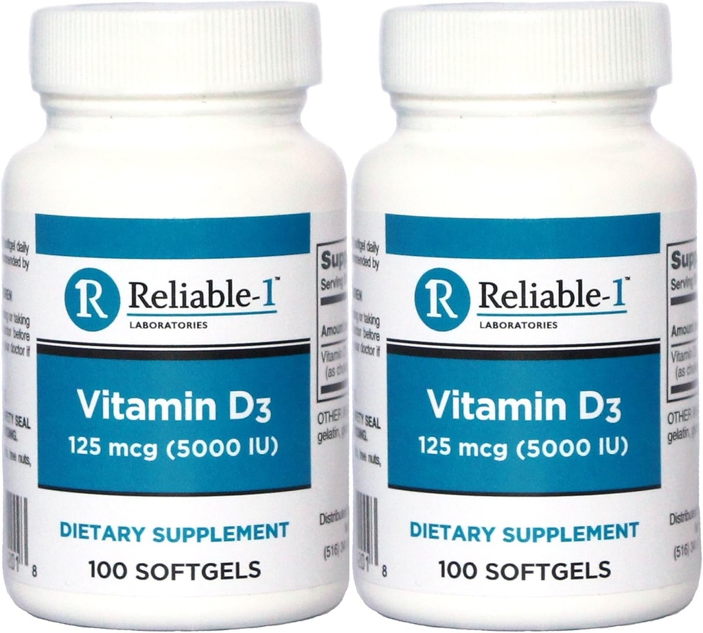 Witamina D3 Wysoka moc 5000 j.m. 100 Softgels na butelkę Opakowanie po 2