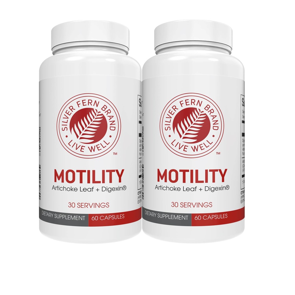 Silver Fern Brand Motilit- Non- Laxative Zaparcia i Wolne Motility Boost - 120 Kapsułki, 60 Day Supply - Zawiera Artichock Leaf, Tender Okra Pods, & Winter Cherry