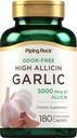 Pipping Rock Odorless Czosnek pigułki z wysokiej alicine124; 180 Kaplety 124; Wolny zapach 124; Wegetarianin, Non-GMO, Gluten Free