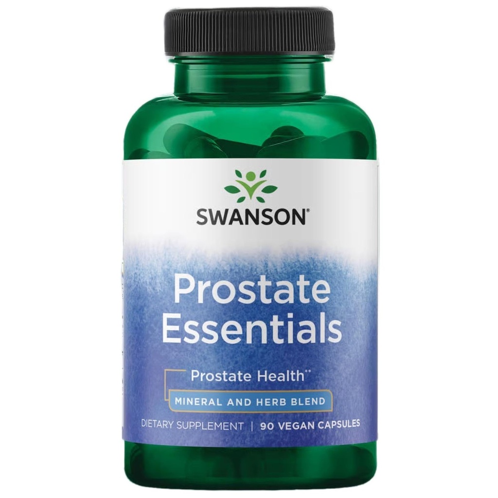 Swanson Prostate Essentials - Mineral and Herbal Supplement Promotion Prostate Health Support - Cynk and Saw Palmetto Formula Aiding Urnary Tract Flow and Bledge Control - (90 kapsułki wegetariańskie) 1 opakowanie