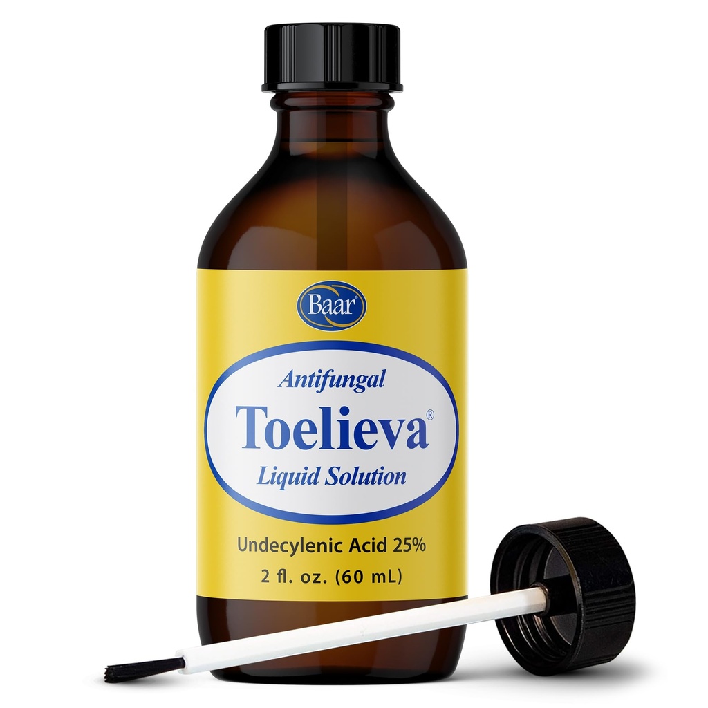 Baar Products - Toelieva Antygrzybicze roztwór płynny - 25% Kwas undecylenowy, Oliwa organiczna, ekstrakt z nasion grejpfruta - Maksymalna moc - Fights Grzyb pod i wokół paznokci - 2 oz