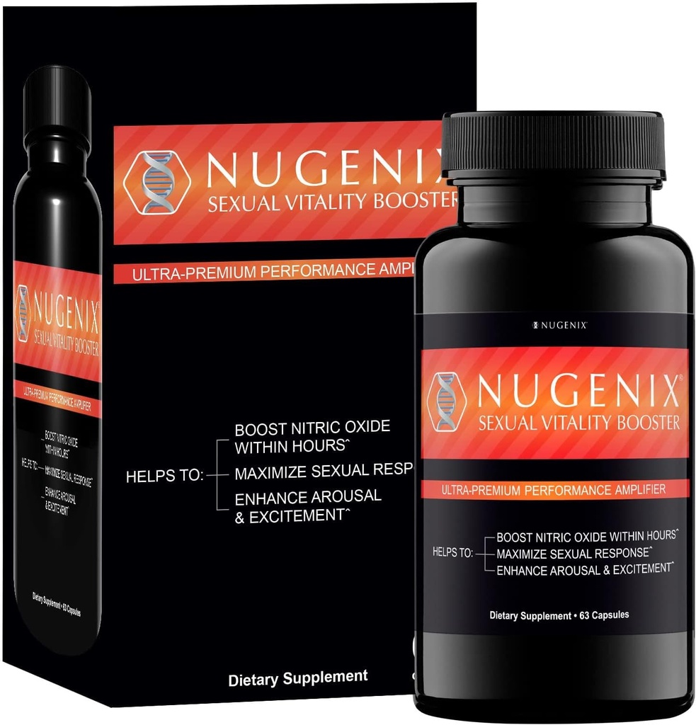 Nugenix Sexual Vitality Booster - Ultra Premium Performance Wzmacniacz dla mężczyzn - Suplement tlenku azotu, 63 kapsułki