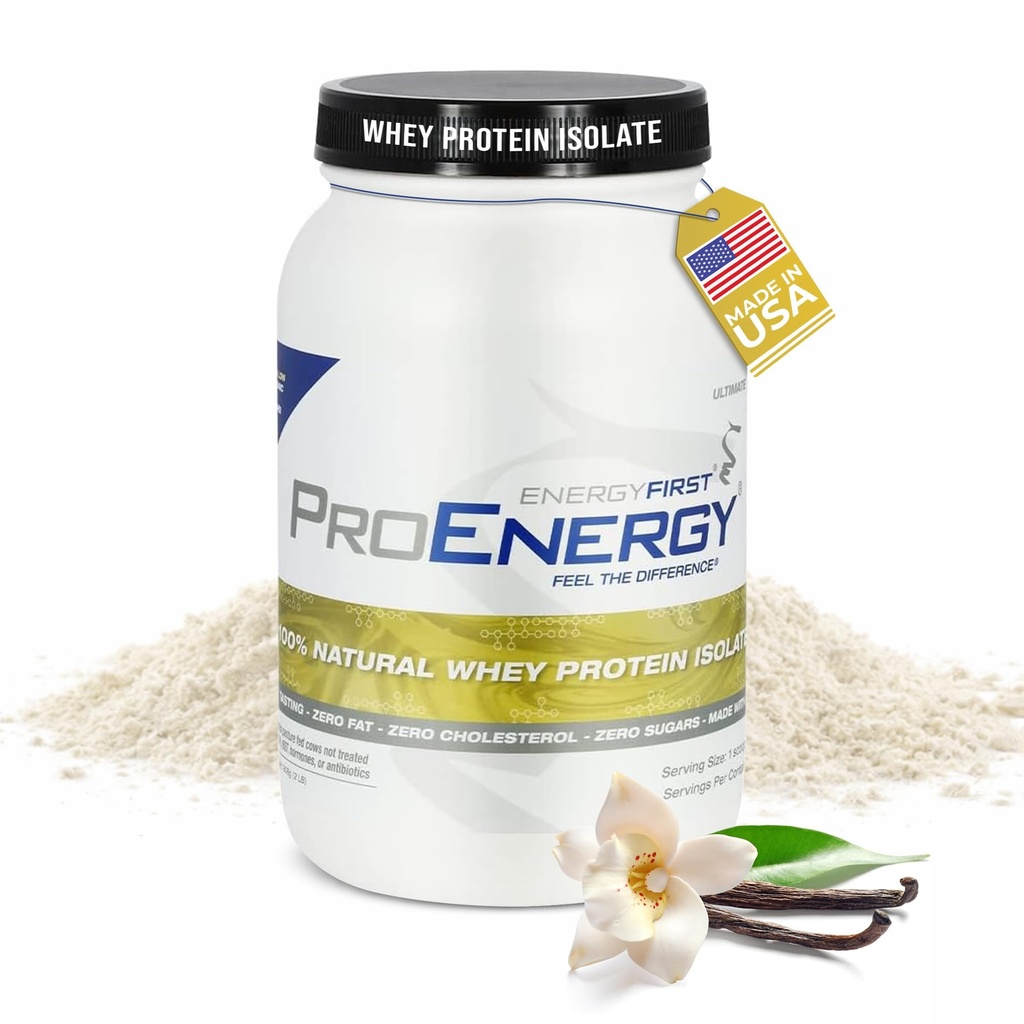 EnergyFirst Vanilla Serwatka Protein Isolate - Pasta do trawy, Zero Laktoza, Gluten- Free, All- Natural, Sugar- Free Shake for Keto & Recovery, 2lb