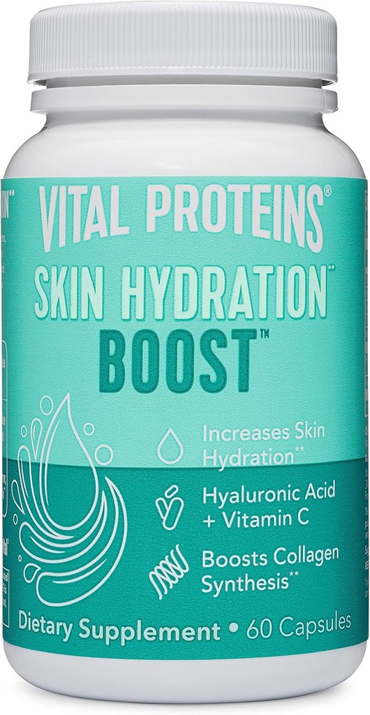 Vital Proteins Hyaluronic Acid Supplement with 120mg of Hyaluronic Acid 150 mcg of Biotin and 180mg of Witamina C - 60 kapsułki