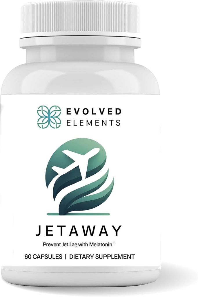Jetaway - Natural Sleep Supplement with Bio- Fermented Melatonin - Jet Lag Support - Allergen- Free, No Jet Lag (60 kapsułki)