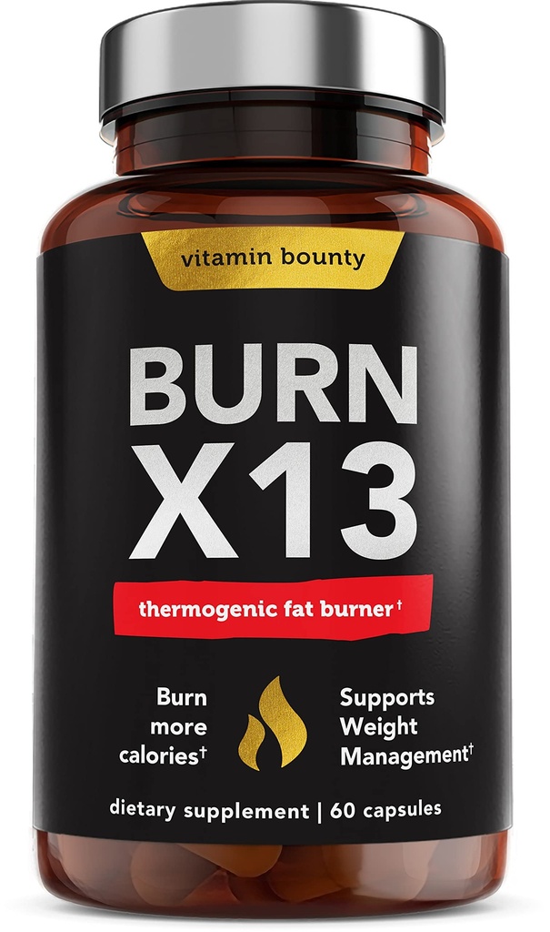Witamina Bounty Zaawansowane Termogeniczne spalanie tłuszczu dla mężczyzn i kobiet - Burn X13 suplement utrata masy ciała z 13 Potężnych składników - Metabolizm Booster, Energia & Kontrola przystawek - 60 Kapsułki