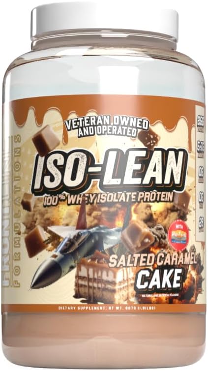 Isolean, 100% Izolacja białka serwatki, Szybka absorpcja, Iso Lean, Niski cukier, Maksymalizacja Odzyskiwania, 25 Grams Per Serving, Veteren Owned and Operated (28 Służenie, Salted Karmel Cake)
