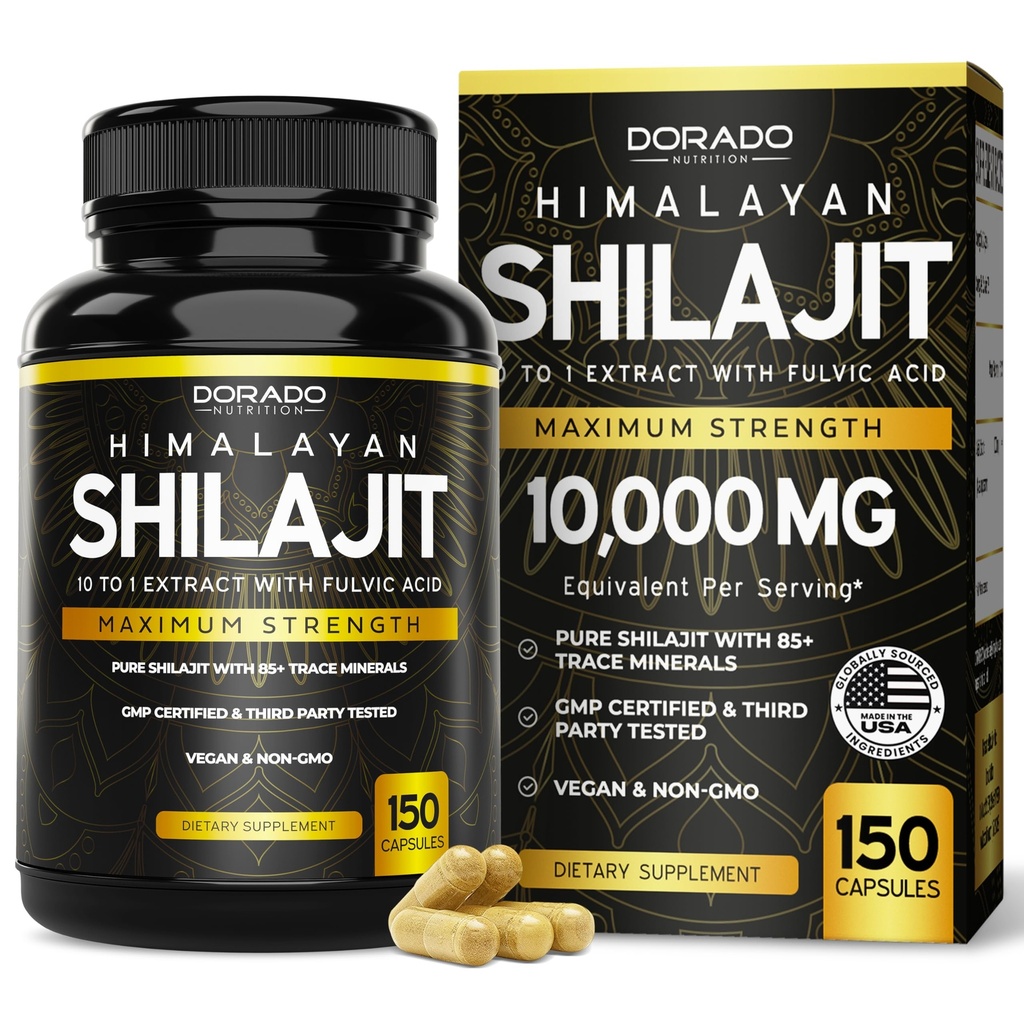 Shilajit kapsułki z 85 + Ślad Minerałów (75 Day Supply, 1000mg Extract per Serving) Himalayan Shilajit dla mężczyzn i kobiet z kwasem Fulvic - Trzecia strona Tested Supplement, Nie GMO, Wegan & USA Made