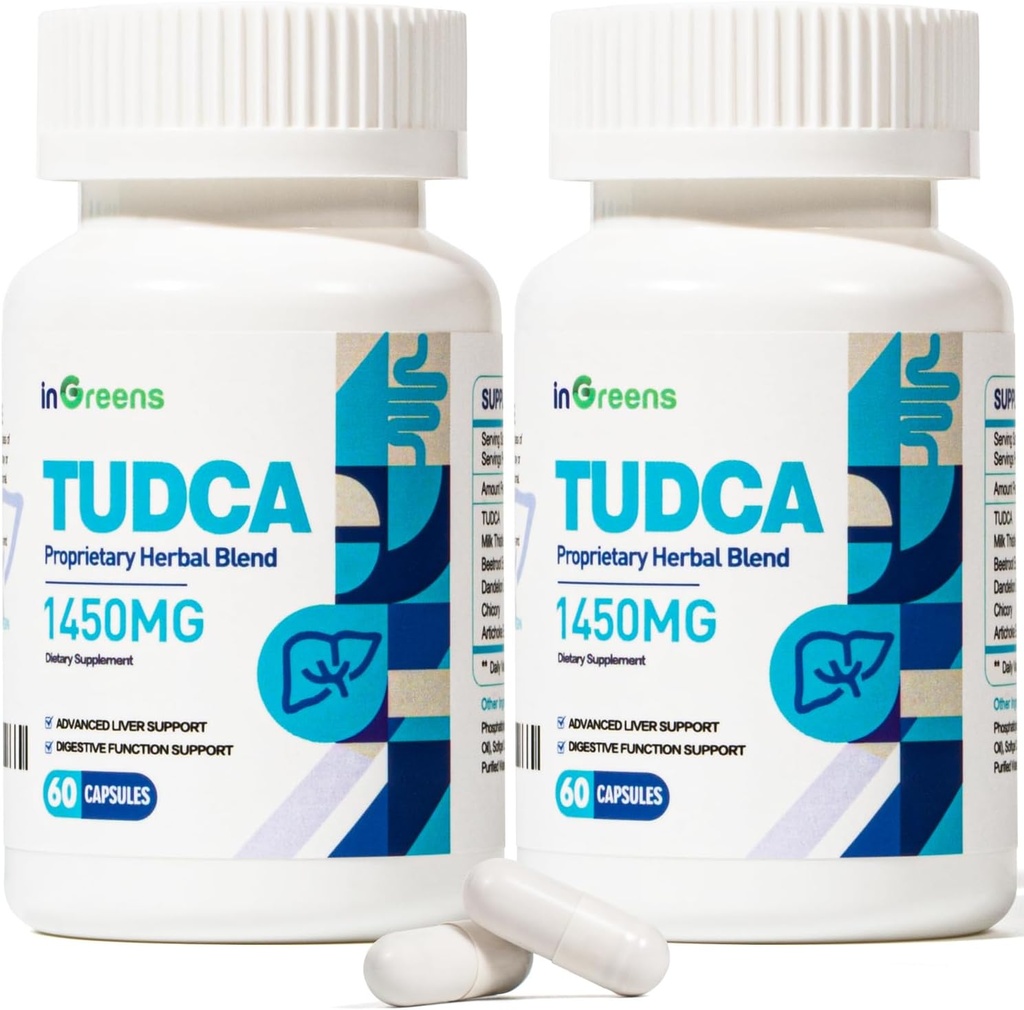 1450MG TUDCA Suplement do wątroby, Bile Salts Suplement do wsparcia wątroby Kompleks, Zdrowie wątroby dla wątroby Nerki Oczyszczanie Detox i naprawy, 60 Kapsułki