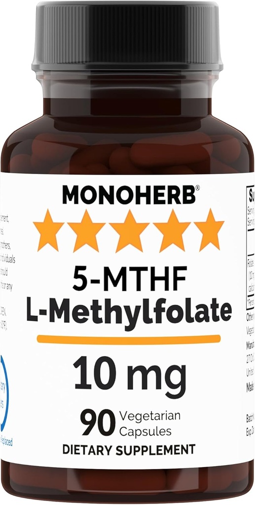 MONOHERB L- Metylofolan 5- MTHF 10 mg - 90 Kapsułki wegetariańskie - Metylowy suplement foliowy