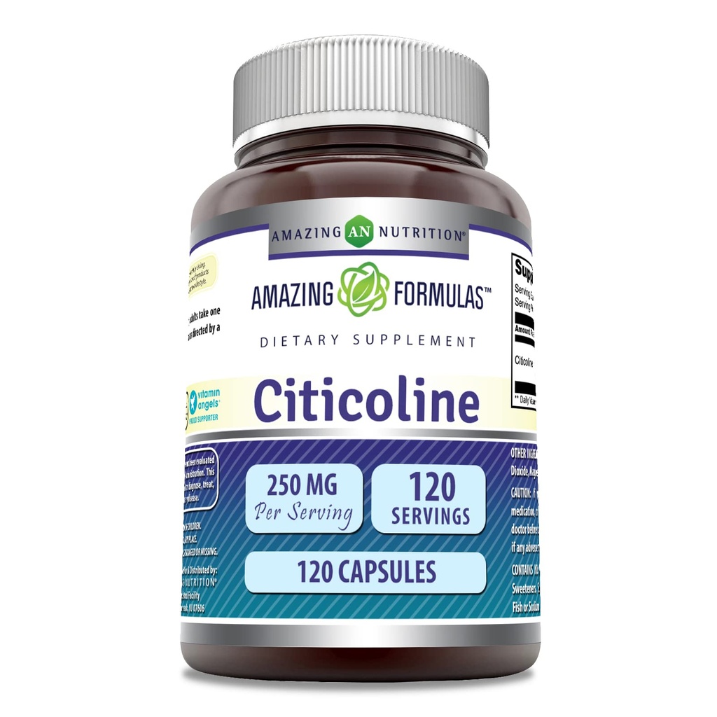 Amazing Supples Citicoline 250 mg XI124; Capsules Supplement XI124; Non-GMO XI124; Gluten Free XI124; Made in USA (120 Count)