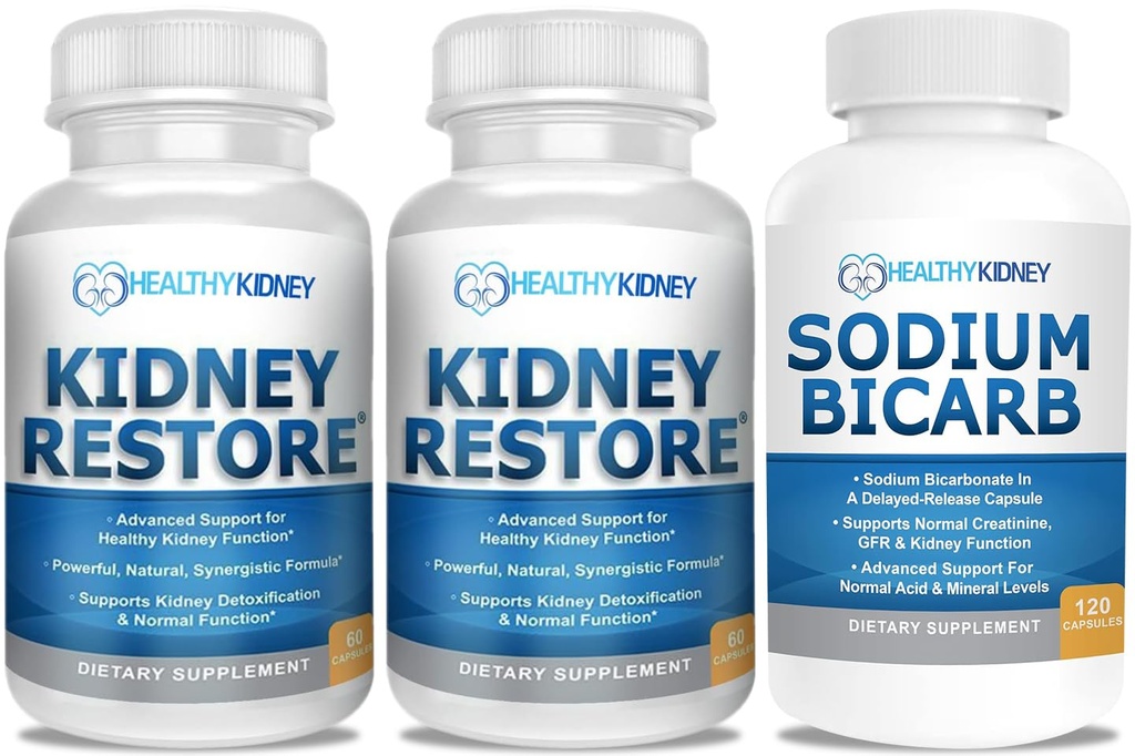 Nerki Cleanse i Nerki Suplement zdrowia do wspierania normalnej czynności nerek 60 kapsle, 2 opakowania z sodu dwuwęglanowy 650mg kapsułki, 120 Pigułki
