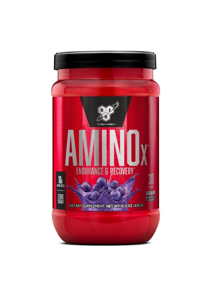 BSN Amino X Odzysk mięśni i Endurance Proszek z BCAA, 10 Gramy aminokwasów, Keto Friendly, Kofeina wolna, Endurance wsparcia, Zero cukru, winogrona, 30 porcji (Packaging May Vary)