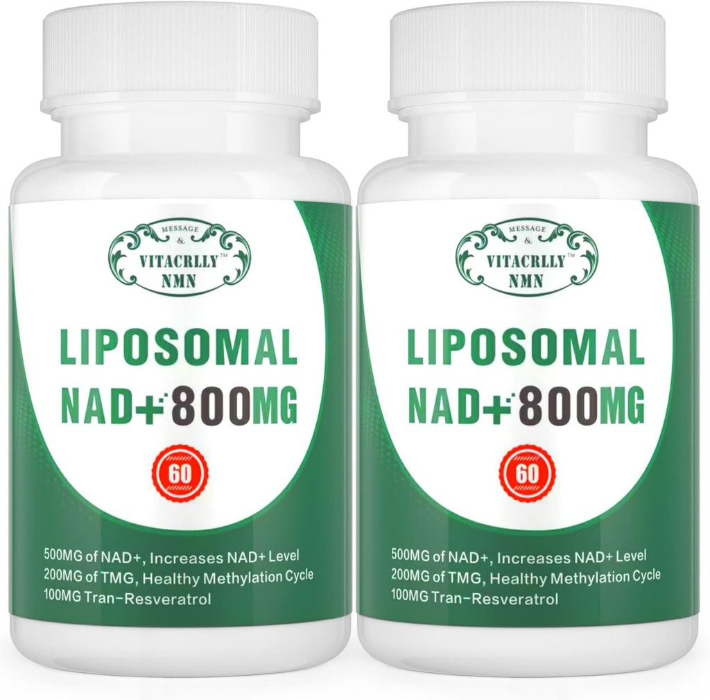 NAD + Suplement Liposomal NAD + Plus 800MG Nikotynamid Ribozyd Alternatywa dla energii komórek, Zdrowe starzenia i naprawy mięśni 120 Kapsułki Pakiet 2