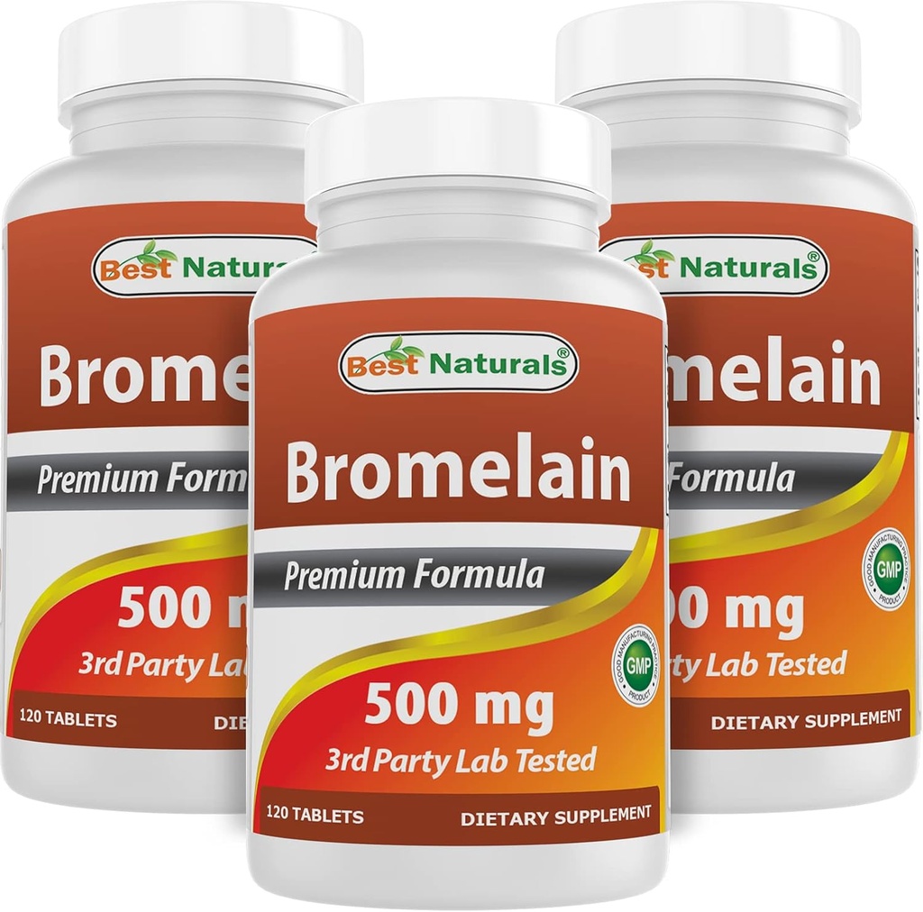 Best Naturals Bromelain 500 mg 120 tabletek (120 liczenie (opakowanie po 3))