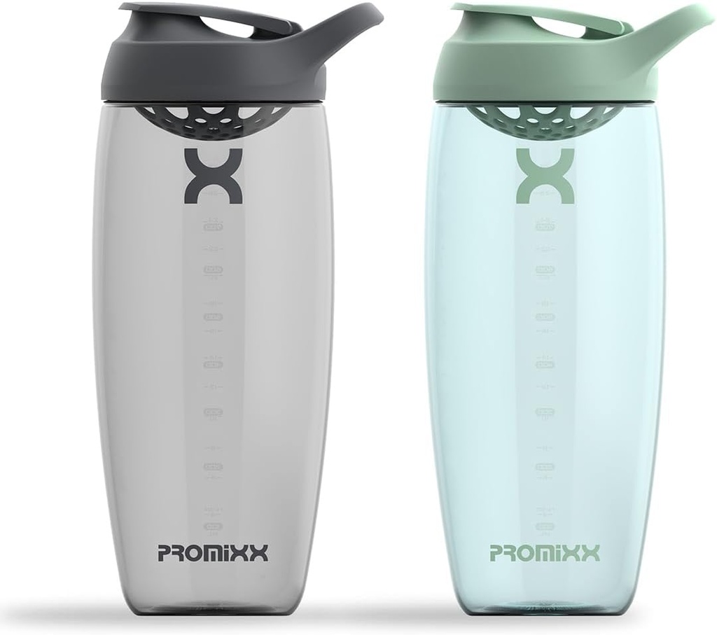 Promixx Pursuit Protein Shaker Bottle (32 oz) - Silent No- Ball Mixer, Leak- Proof Lid, BPA / BPS & Phthalate- Free ECOZEN - Easy- Clean Shaker Cup for Protein Shakes, Pre & Post- Workout Smoothies