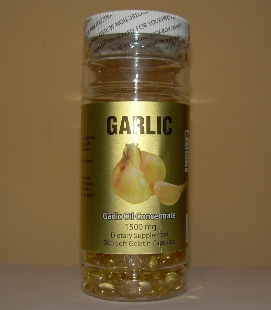 Czosnek koncentrat oleju 1500 MG, Cholesterol wolny, 300 miękkie kapsułki żelatyny