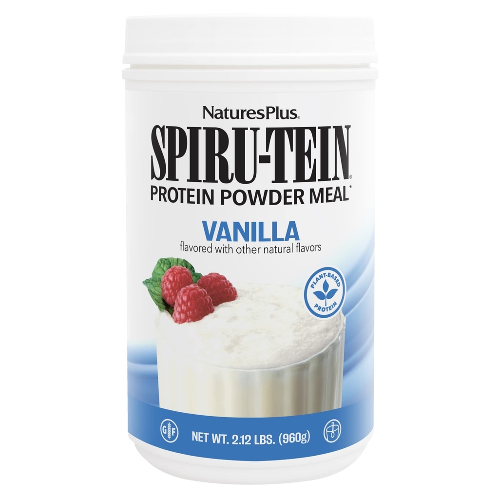 NaturesPlus SPIRU- TEIN, Wanilia - 2,12 lbs - Proszek białkowy Spirulina - Witaminy i minerały dla energii - wegetarianin, Gluten Free - 32 Sługi