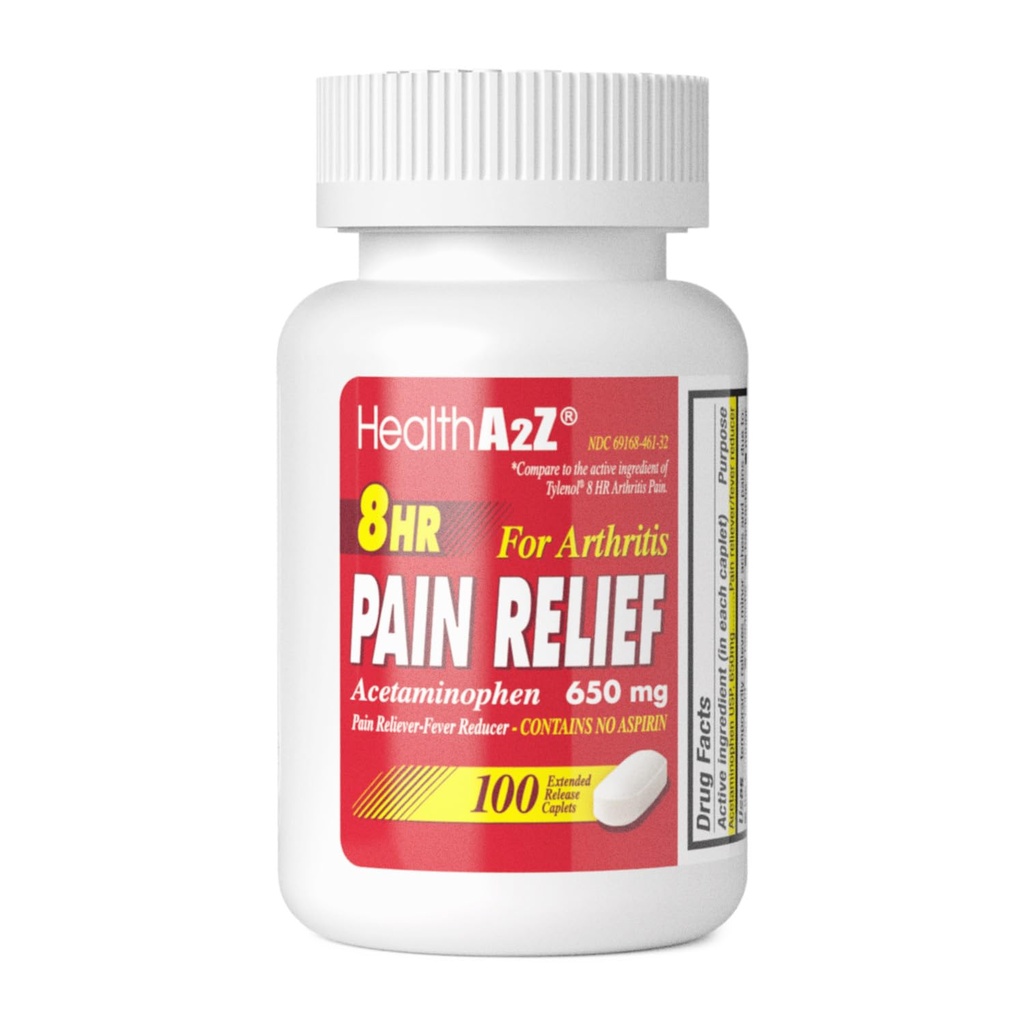 HealthA2Z ® Relief Pain Extended Release Distribution 124; Acetaminofen 650mg Distribution 124; 8 Hours Distribution 124; Artiritis Pain Distribution 124; Pain Reliever - Fever Reducer Distribution Distribution 124; zawiera nie aspirynę (100 liczenia)