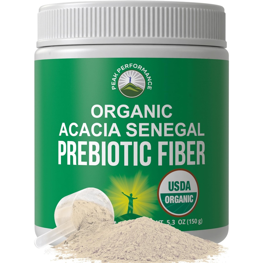 Organiczny Acacia Senegal Prebiotyczny Proszek Fiber. Unflavored USDA Organic Plant Based Soluble Vegan Prebiotics Gut Health Supplement With Digestive Enzymes. HSA + FSA Kwalifikujące się Witaminy Tylko Lista Zatwierdzona