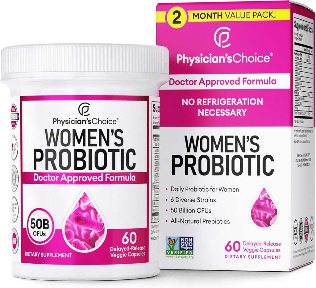yhn Women's Probiotic 50 Billion CFU Capsules, probiotic Supplement for Women with 50 Billion CFUs Plus clinically Proven Ingredients,60 Ct.