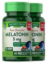 Nature 's Truth Melatonin 5 mg XI124; 180 Szybko rozpuszczone tabletki (2 X 90 Twin Pack) XI124; Natural Berry Flavor XI124; Wegetarianin, Non-GMO, Gluten