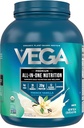 Vega Organic All- in- One Vegan Protein Powder French Vanilla (43 Servings) Superfood Ingredients, Witaminy do wspierania odporności, Keto Friendly, Pea Protein for Women & Men, 3.10lbs (Pack of 6)