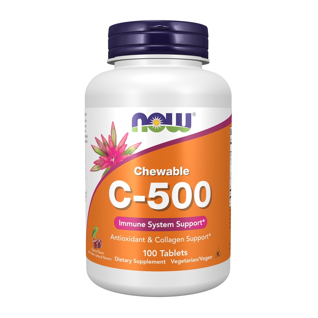 Teraz suplementy, Witamina C- 500, Ochrona przeciwutleniająca *, Cherry Flavor, 100 Lozenges do żucia
