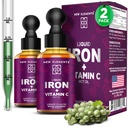 [2 wyróżnia się] Płynny suplement żelaza z witaminą C - 18 mg żelaza i 50 mg witaminy C na wsparcie niedokrwistości - Blood Builder Drops for Women & Men - Szybka absorpcja, zwiększa energię i odporność - Wegan, Non-GMO