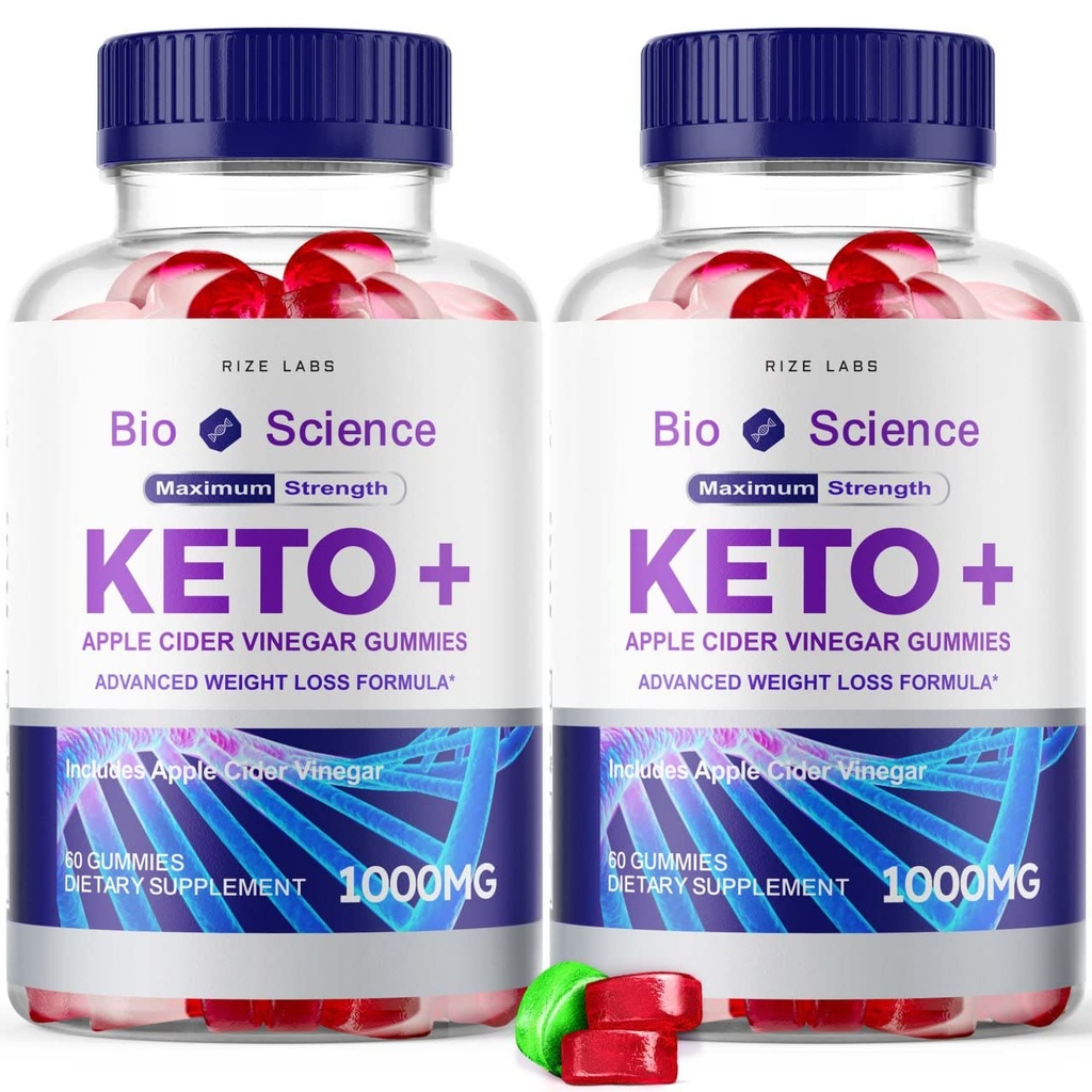 Rize laboratoria - Bio Science Keto Plus Gummies for Weight Loss, Dodatkowa siła, Zaawansowana formuła obejmuje Jabłko Cydr Gummies (120 Gummies) (Opakowanie 2)