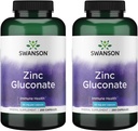 Glukonian cynku Swanson - Suplement mineralny Promowanie zdrowia prostaty, Vision Health, & Immune Support - Glukonian Formularz optymalnego wchłaniania - (250 kapsułek, 50 mg każdy) (2 opakowania)