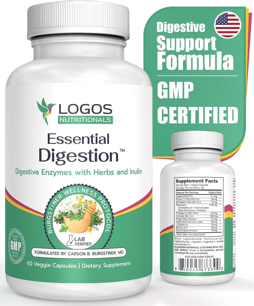 Essential Trawienie 90 Veggie Czapki - Enzymy trawienne do poprawy Digestive i Gut Zdrowie i Relieve Digestive Issues - dla mężczyzn i kobiet