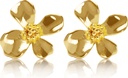 14K Złoto Plated 925 Sterling Srebrny Kwiat Lily kolczyki Stud