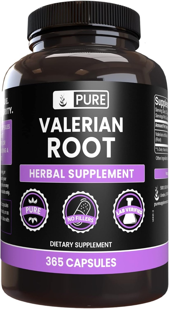 WSTRZYKIWACZE WSTRZYKIWACZE PURE Valerian Root (365 kapsułki) No Magnez or Rice Fillers, Always Pure, Laboratorium zweryfikowane