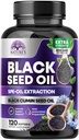 Black Seed Oil kapsułki 1000mg z Thymoquinone - Czysty Nigella Sativa dla zdrowia skóry i wsparcia immunologicznego, 100% olejek z nasion seedu, niesamowite ekstrakcja nad zimno wyciskane czarny komin nasiona - 120 Softgels