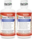 Vital Earth Minerals Fulvic Minerals Liquid - Suplement kwasu Fulvic z 70 + Minerały śladowe, Elektrolity dla energii i witalności, 32 Oz Ea + 1 Puchar Oz